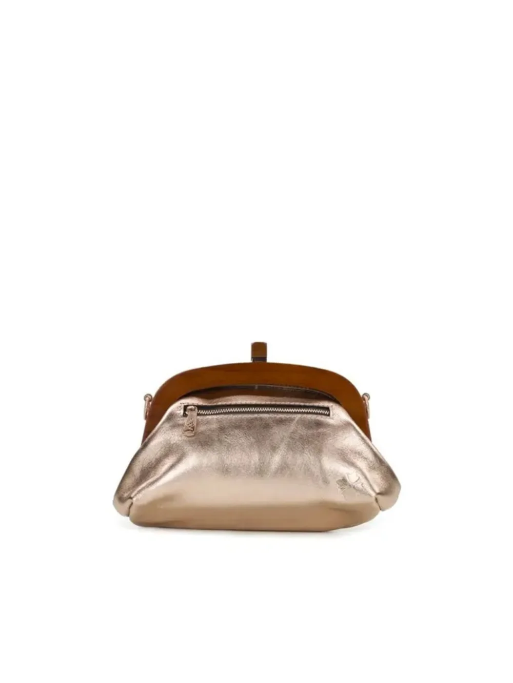 Joelle Wooden Frame Crossbody - Vintage Distressed Metallic Rose bloom Clutch
